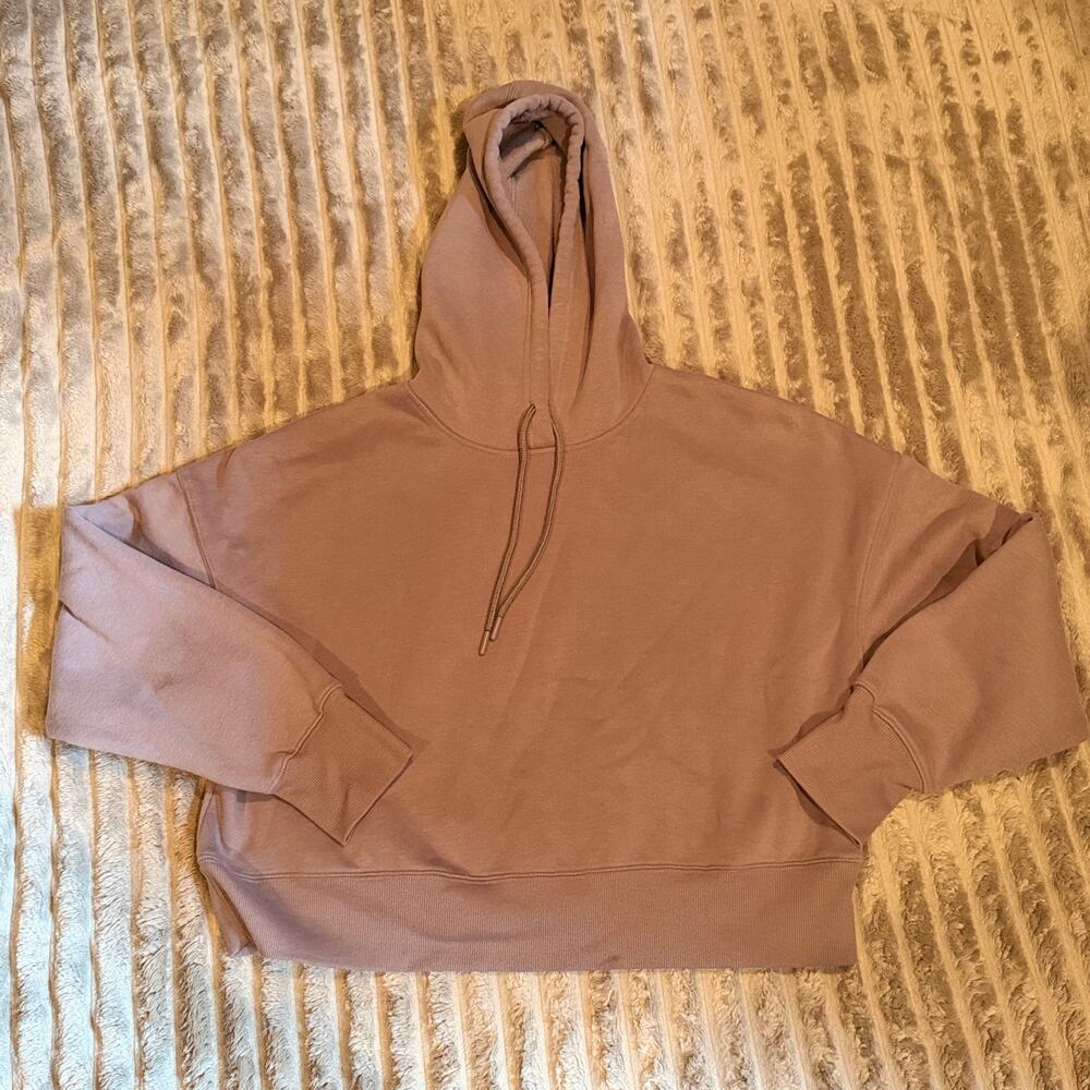 Harmony and Balance Crop Pullover Hoodie Mauve - Size L